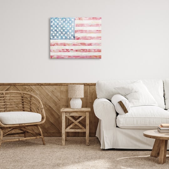 Stupell Industries Patriotic Brushed Flag Canvas Wall Art